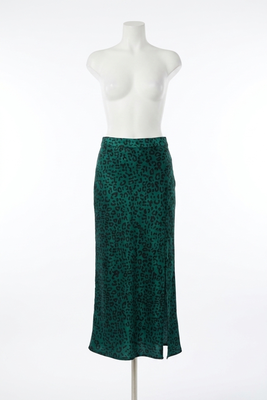 NEW CAMI NYC jessica midi skirt in emerald leopard